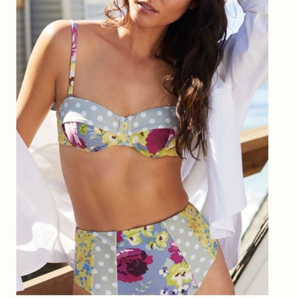 Anthropologie Floral Polka Dot Floral Bikini Top